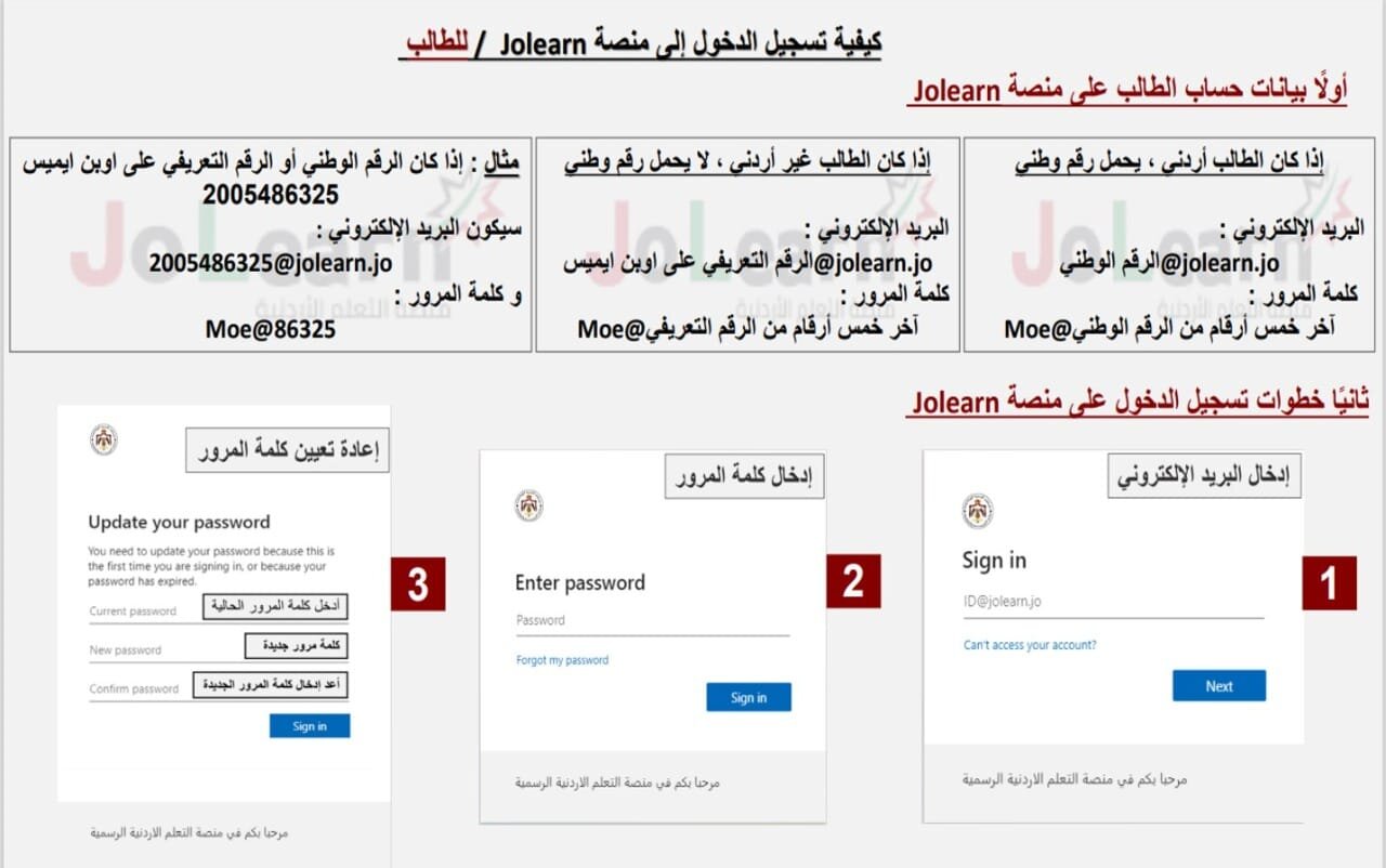 بالصور شرح طريقة تسجيل الدخول المعلم و الطالب الى منصة التعلم الاردنية jolearnjo للعام 2022