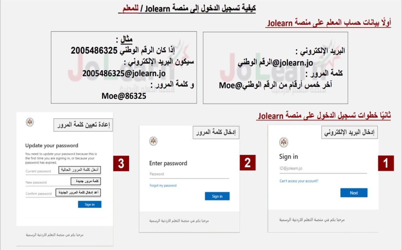 بالصور شرح طريقة تسجيل الدخول المعلم و الطالب الى منصة التعلم الاردنية jolearnjo للعام 2022